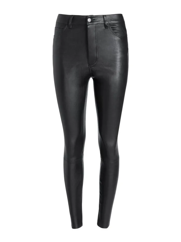 Womens Pants Alice Olivia Mikah Single Button Leather Pant Black