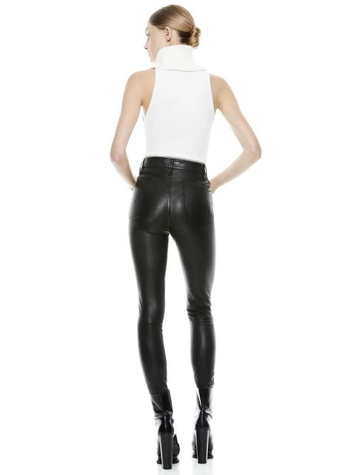 Womens Pants Alice Olivia Mikah Single Button Leather Pant Black