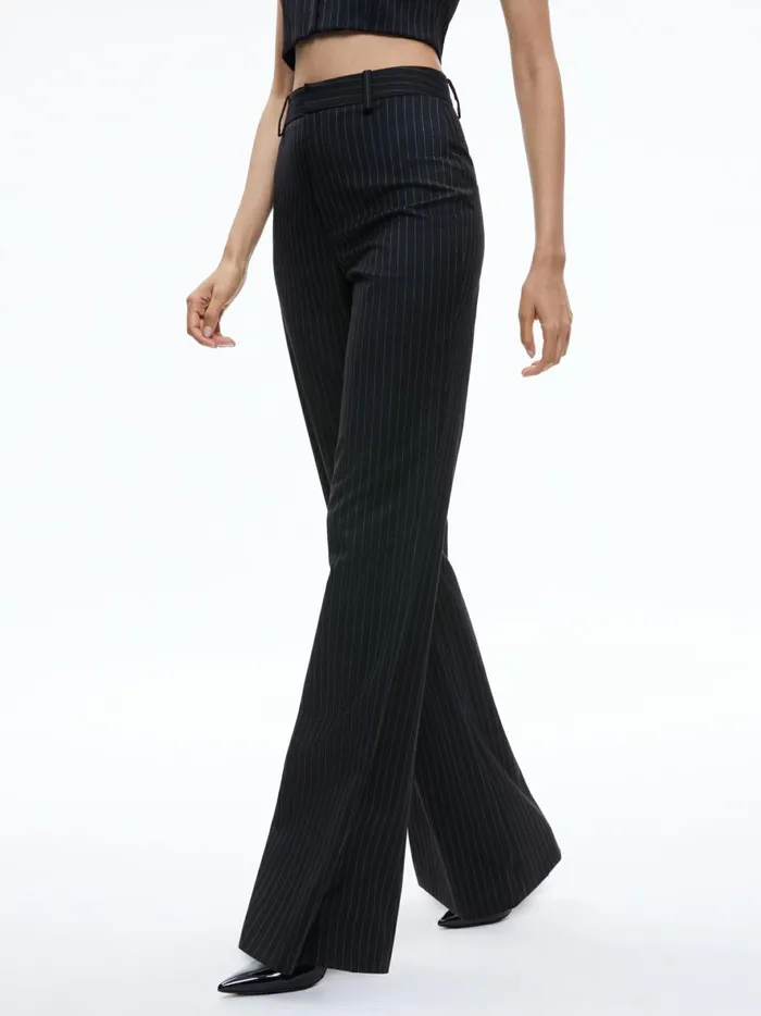 Womens Pants Alice Olivia Oliver Wide Leg Trouser Black Pinstripe