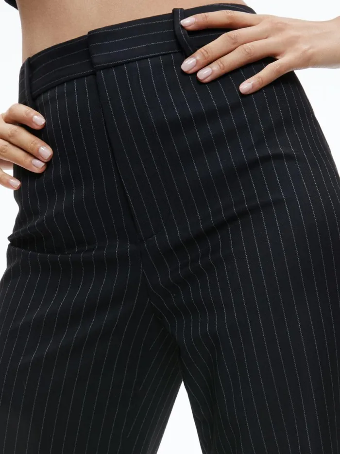Womens Pants Alice Olivia Oliver Wide Leg Trouser Black Pinstripe