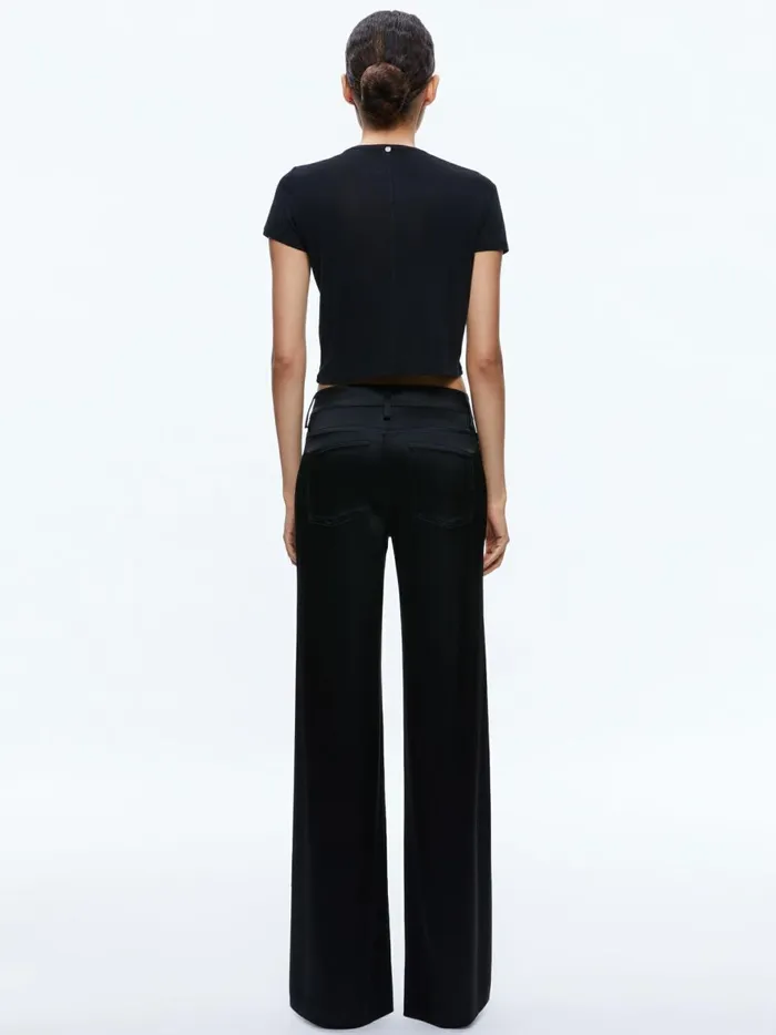 Womens Pants Alice Olivia Trish Low Rise Baggy Pant Black