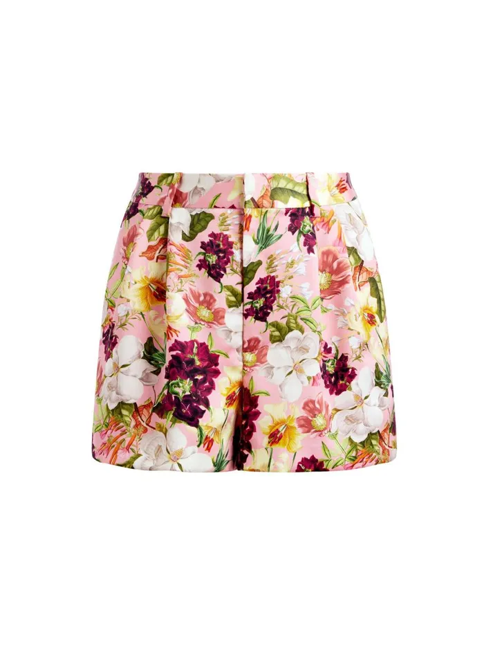 Womens Shorts Alice Olivia Conry Pleated Short Juniper Floral Rose