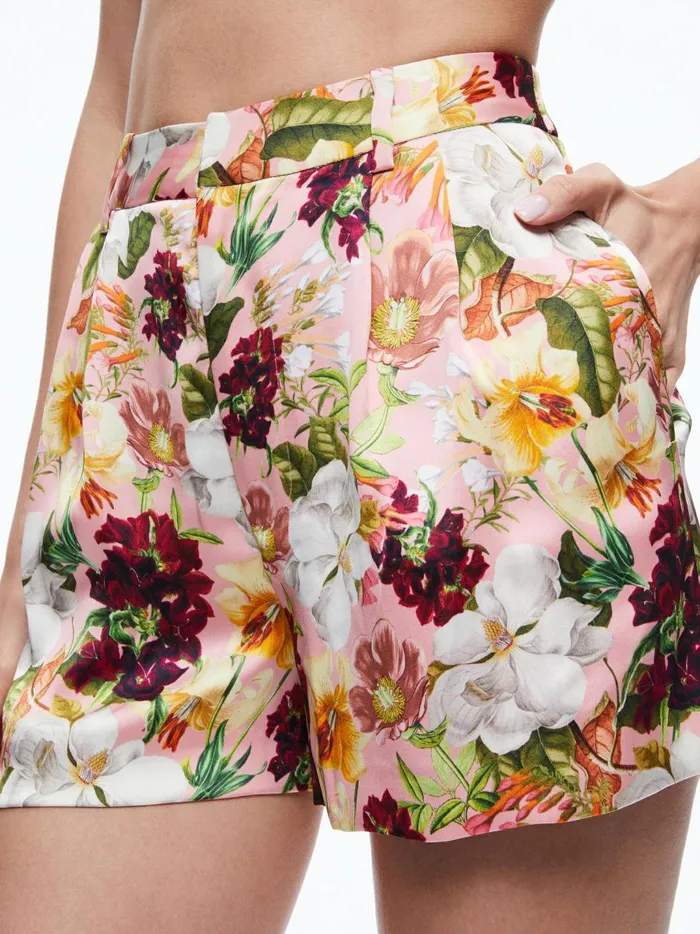 Womens Shorts Alice Olivia Conry Pleated Short Juniper Floral Rose
