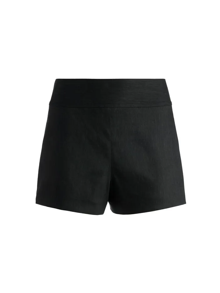 Womens Shorts Alice Olivia Donald High Waisted Linen Short Black