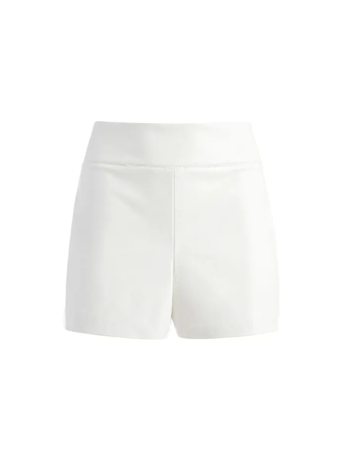 Womens Shorts Alice Olivia Donald Vegan Leather Short Off White