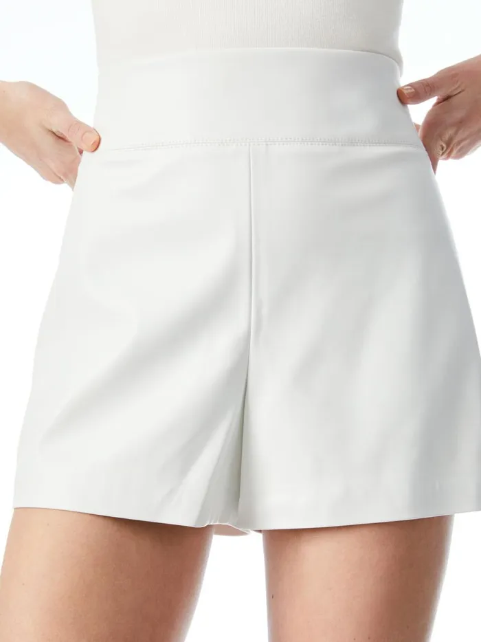 Womens Shorts Alice Olivia Donald Vegan Leather Short Off White