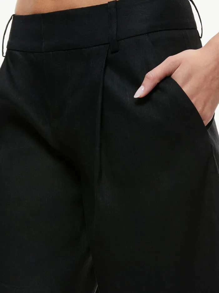Womens Shorts Alice Olivia Eric Low Rise Linen Bermuda Short Black