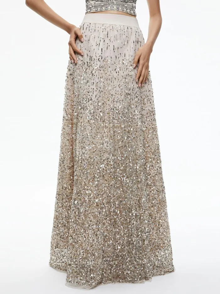 Womens Skirts Alice Olivia Catrina Sequin Embellished Gown Skirt Champagnemulti