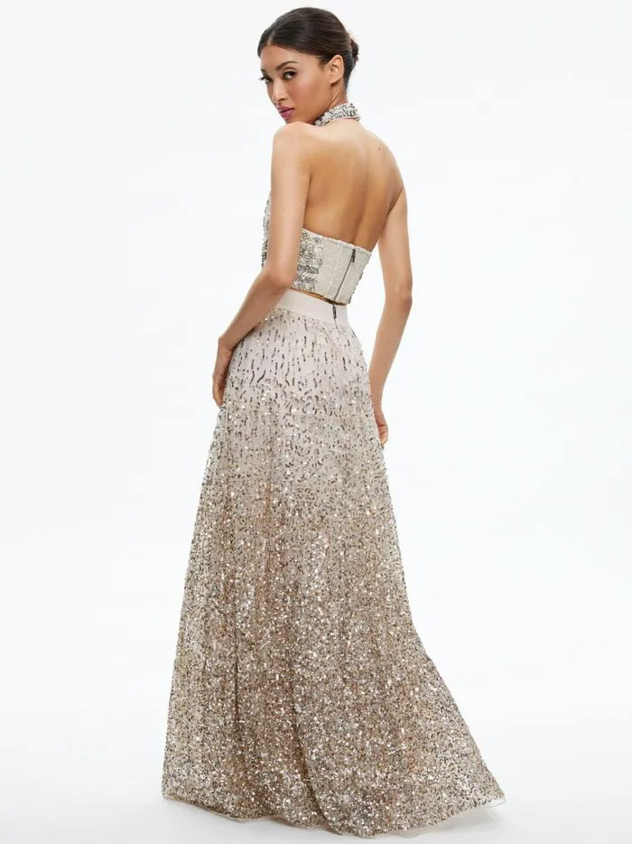 Womens Skirts Alice Olivia Catrina Sequin Embellished Gown Skirt Champagnemulti