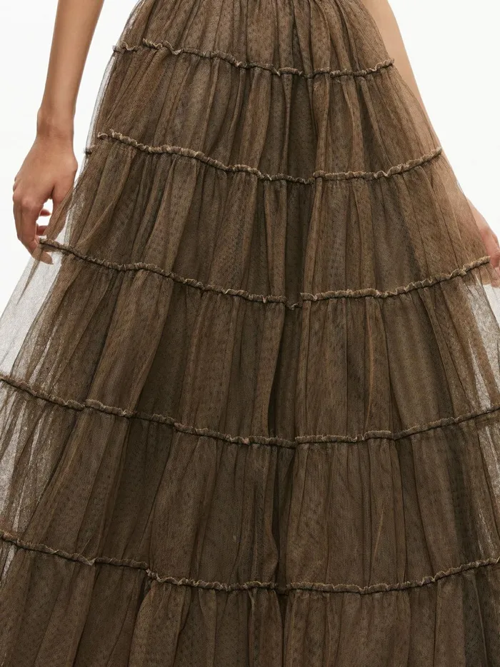 Womens Skirts Alice Olivia Darcy Tulle Studded Maxi Skirt Blackalmond