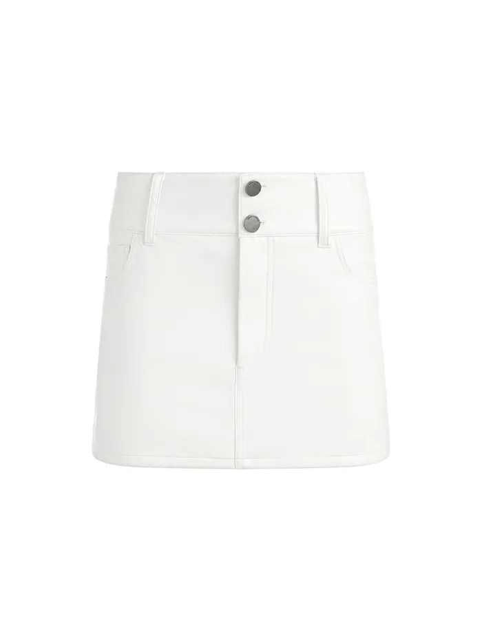 Womens Skirts Alice Olivia Laika Low Rise Vegan Leather Mini Skirt Off White