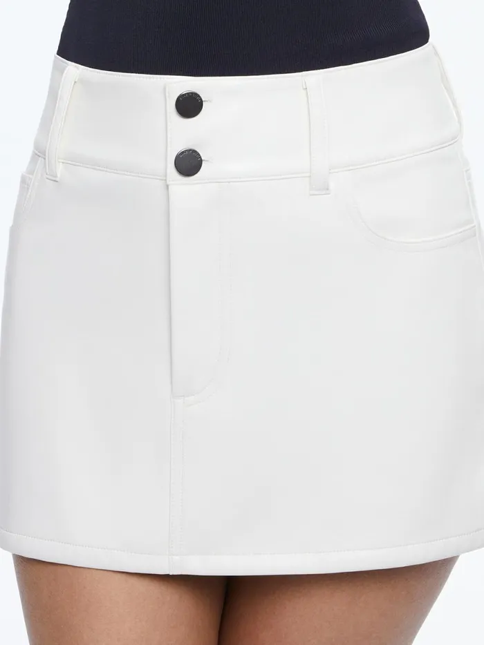 Womens Skirts Alice Olivia Laika Low Rise Vegan Leather Mini Skirt Off White