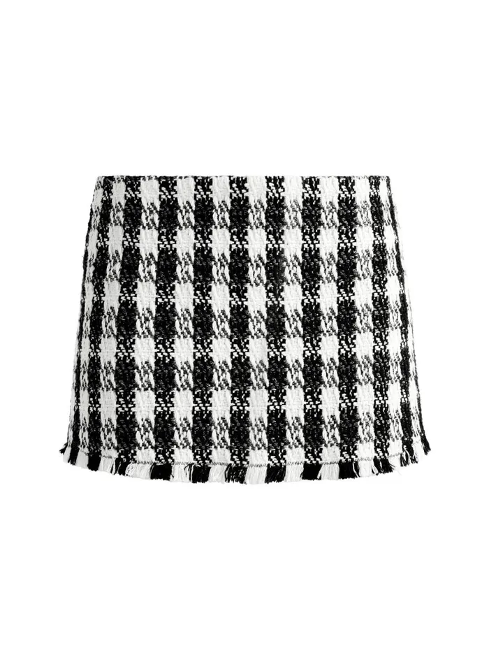 Womens Skirts Alice Olivia Mace Tweed Mini Skort Blackwhite