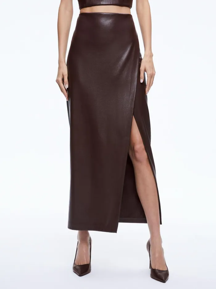 Womens Skirts Alice Olivia Siobhan Vegan Leather Maxi Skirt Toffee