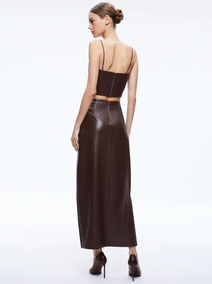 Womens Skirts Alice Olivia Siobhan Vegan Leather Maxi Skirt Toffee