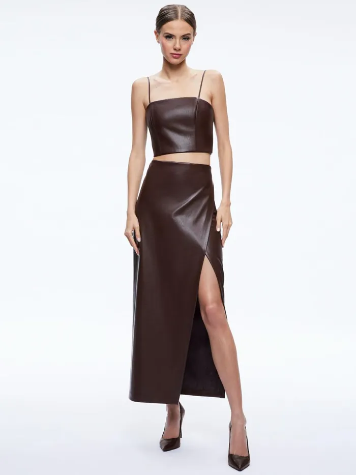 Womens Skirts Alice Olivia Siobhan Vegan Leather Maxi Skirt Toffee