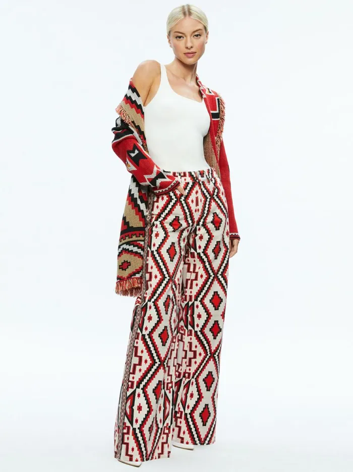 Womens Sweaters Alice Olivia Astrid Long Cardigan Bright Ruby Combo