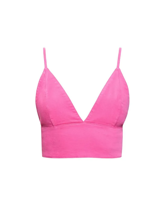 Womens Tops Alice Olivia Carli Denim Bra Top Candy