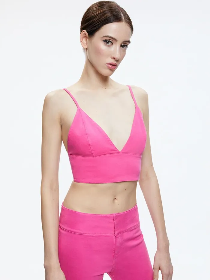 Womens Tops Alice Olivia Carli Denim Bra Top Candy