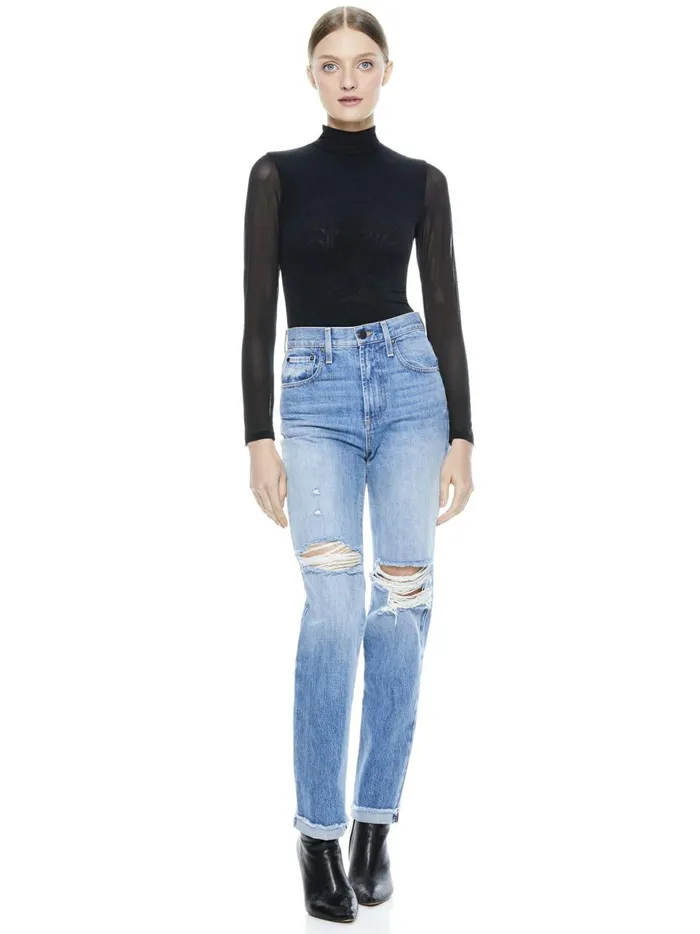 Womens Tops Alice Olivia Clarinda Turtleneck Bodysuit Black