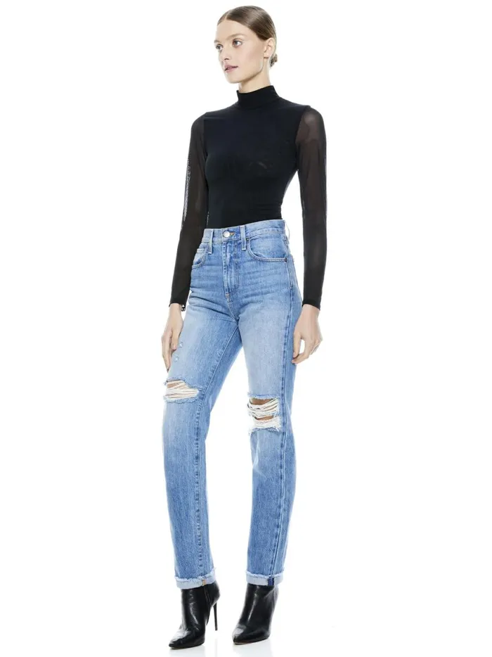 Womens Tops Alice Olivia Clarinda Turtleneck Bodysuit Black