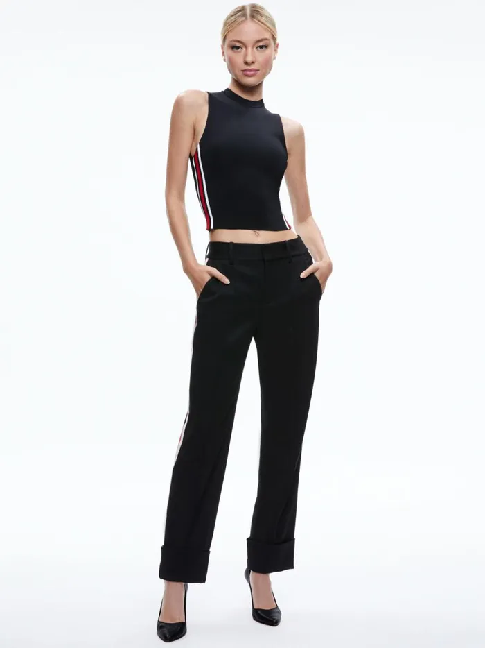 Womens Tops Alice Olivia Darina Mock Neck Tank Blackperfect Ruby