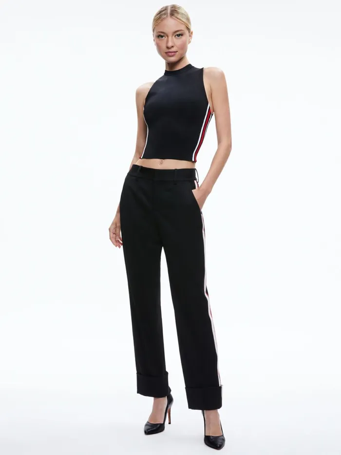 Womens Tops Alice Olivia Darina Mock Neck Tank Blackperfect Ruby