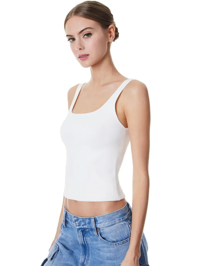 Womens Tops Alice Olivia Daryn Sculpting Tank Ecru