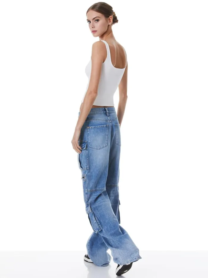 Womens Tops Alice Olivia Daryn Sculpting Tank Ecru