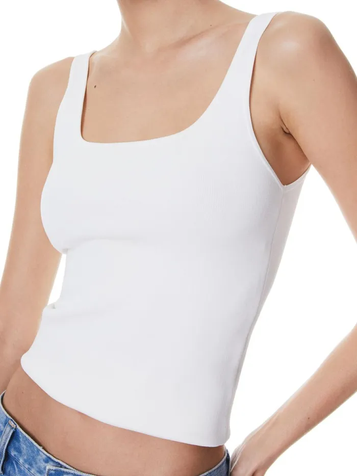 Womens Tops Alice Olivia Daryn Sculpting Tank Ecru