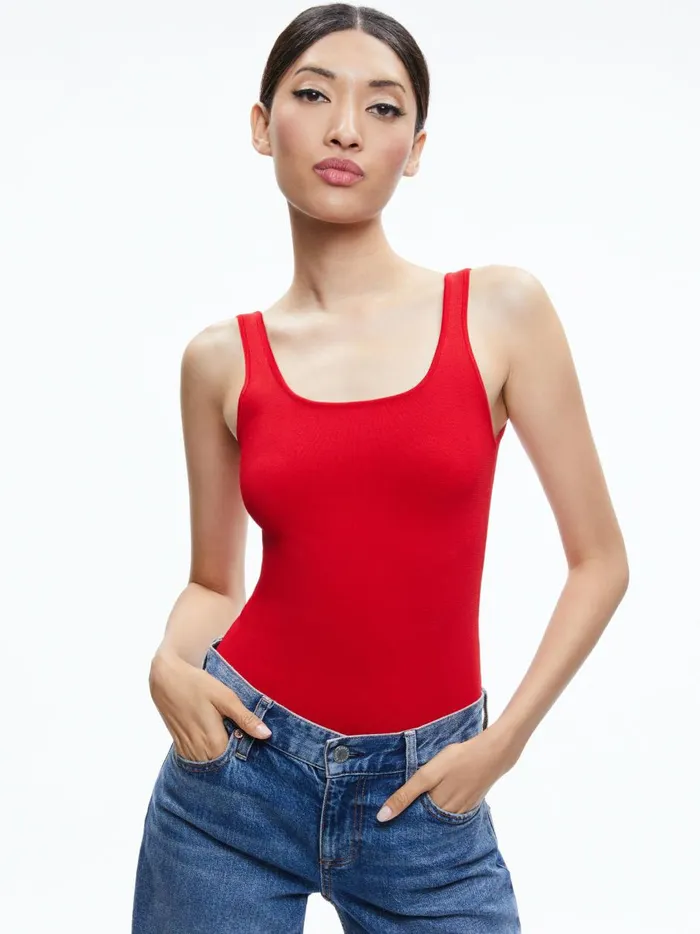 Womens Tops Alice Olivia Daryn Sculpting Tank Perfect Ruby