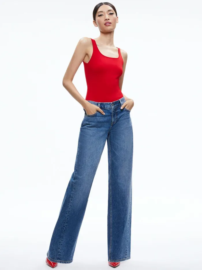 Womens Tops Alice Olivia Daryn Sculpting Tank Perfect Ruby