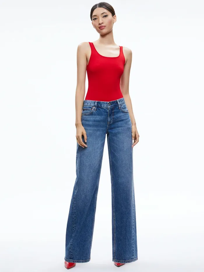 Womens Tops Alice Olivia Daryn Sculpting Tank Perfect Ruby