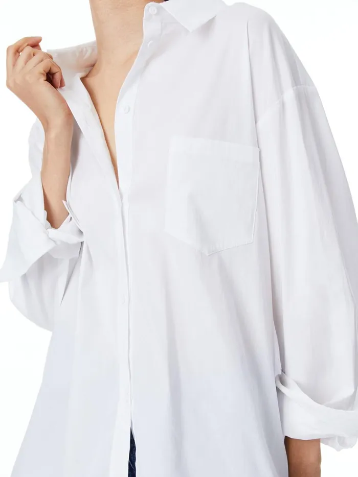 Womens Tops Alice Olivia Finely Oversized Long Button Down Shirt White