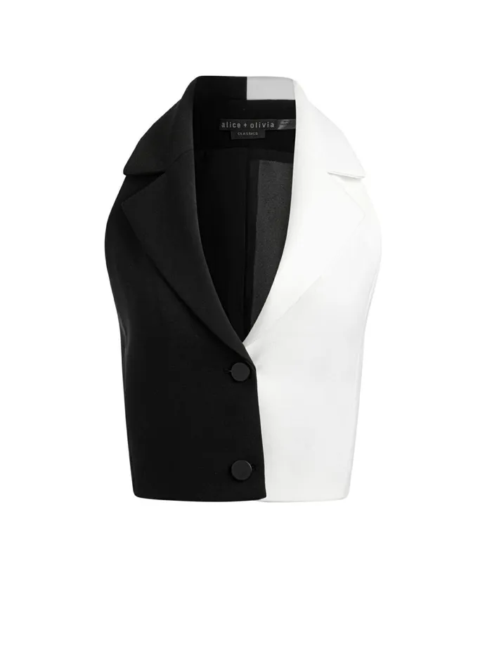 Womens Tops Alice Olivia Meri Color Block Blazer Top Blackoff White