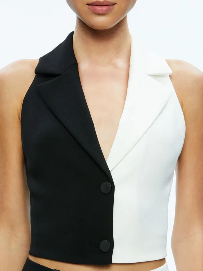 Womens Tops Alice Olivia Meri Color Block Blazer Top Blackoff White