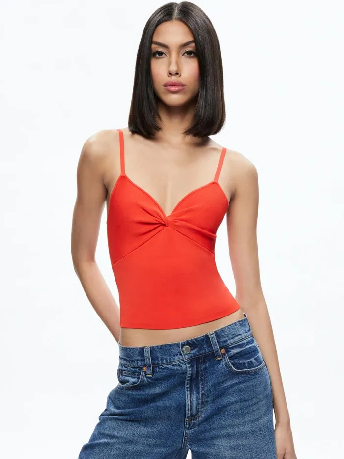 Womens Tops Alice Olivia Rhona Twist Front Tank Chili Pepper