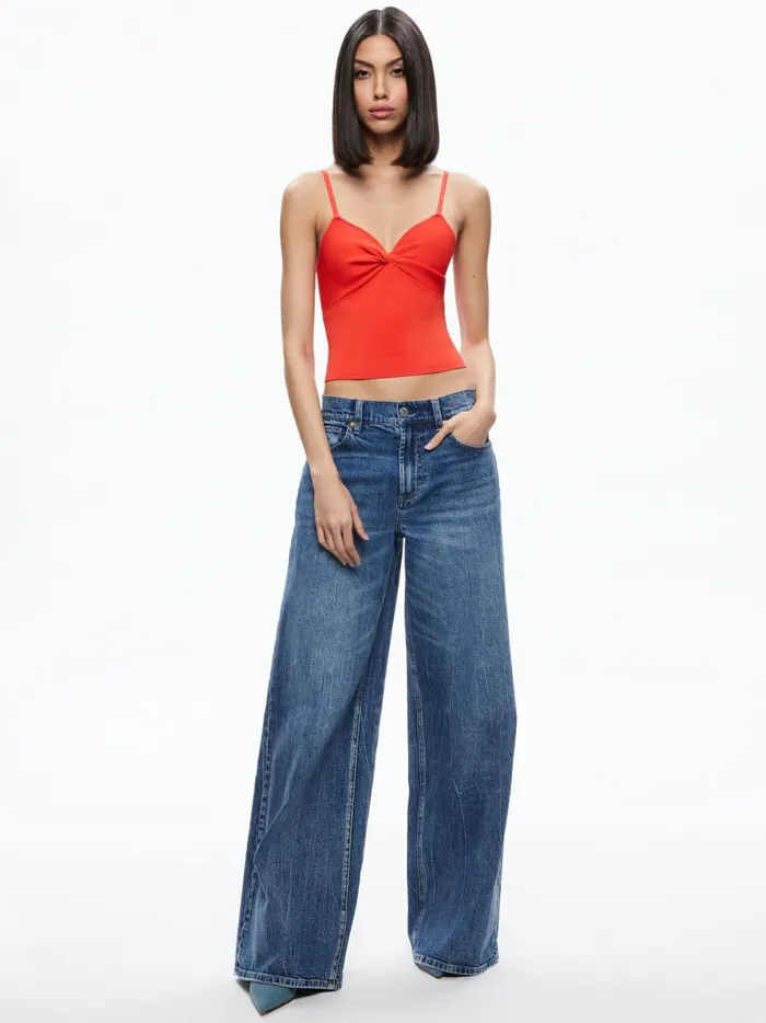 Womens Tops Alice Olivia Rhona Twist Front Tank Chili Pepper