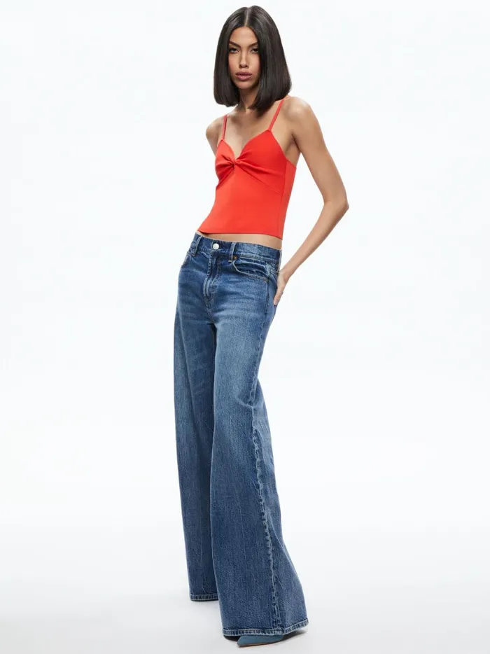 Womens Tops Alice Olivia Rhona Twist Front Tank Chili Pepper