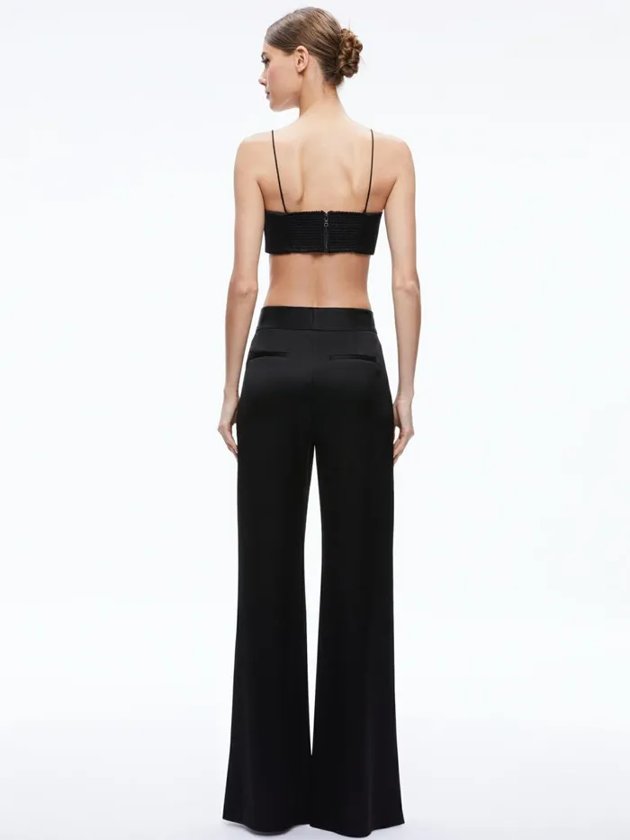 Womens Tops Alice Olivia Sasha Thin Strap Crop Top Black