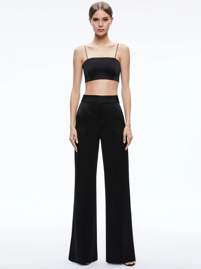 Womens Tops Alice Olivia Sasha Thin Strap Crop Top Black