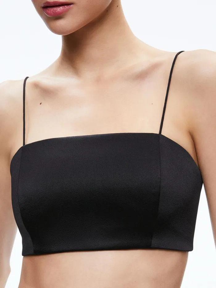 Womens Tops Alice Olivia Sasha Thin Strap Crop Top Black