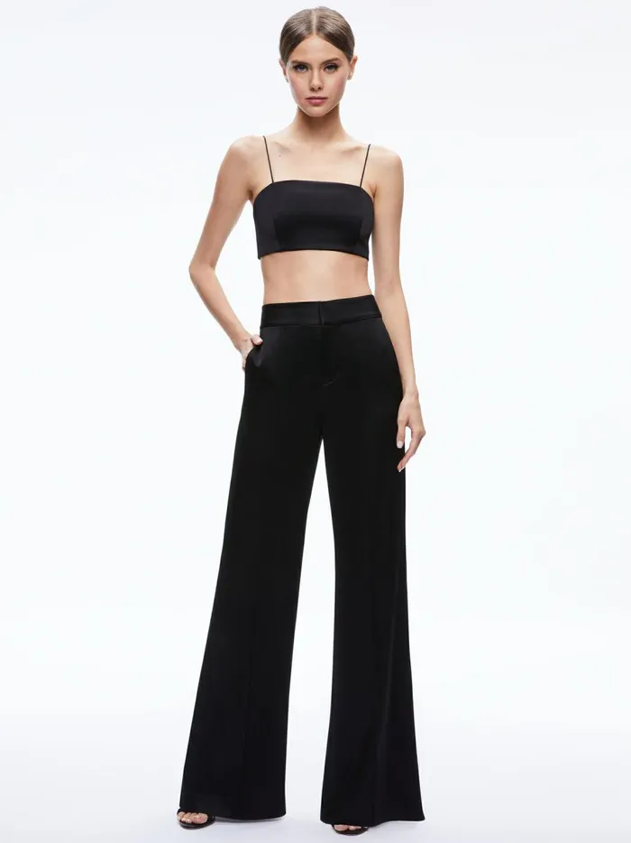 Womens Tops Alice Olivia Sasha Thin Strap Crop Top Black