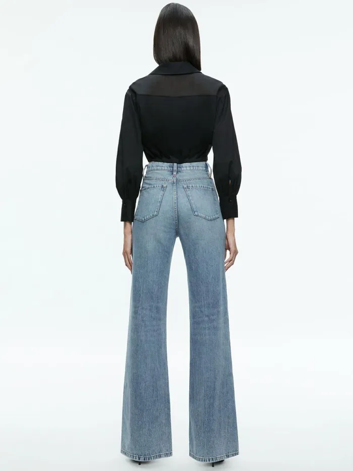 Womens Tops Alice Olivia Trudy Cropped Button Down Black
