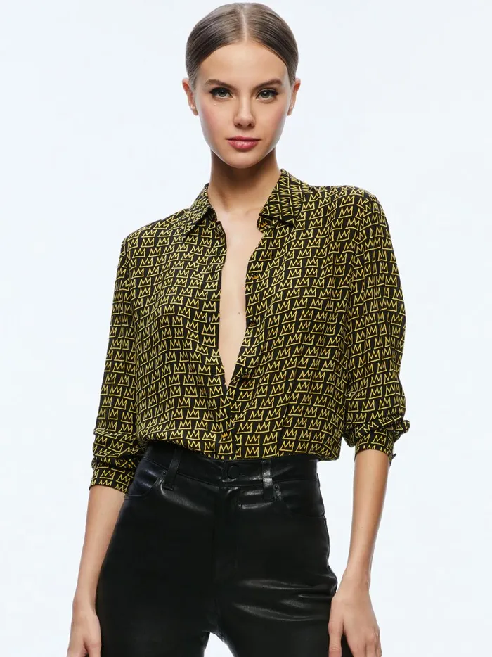 Womens Tops Alice Olivia X Basquiat Willa Placket Top King Pleasure