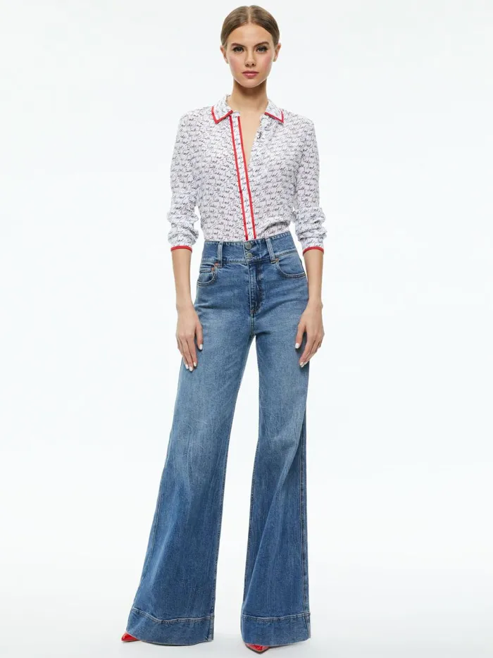 Womens Tops Alice Olivia X Lele Pons Love Willa Blouse Faith