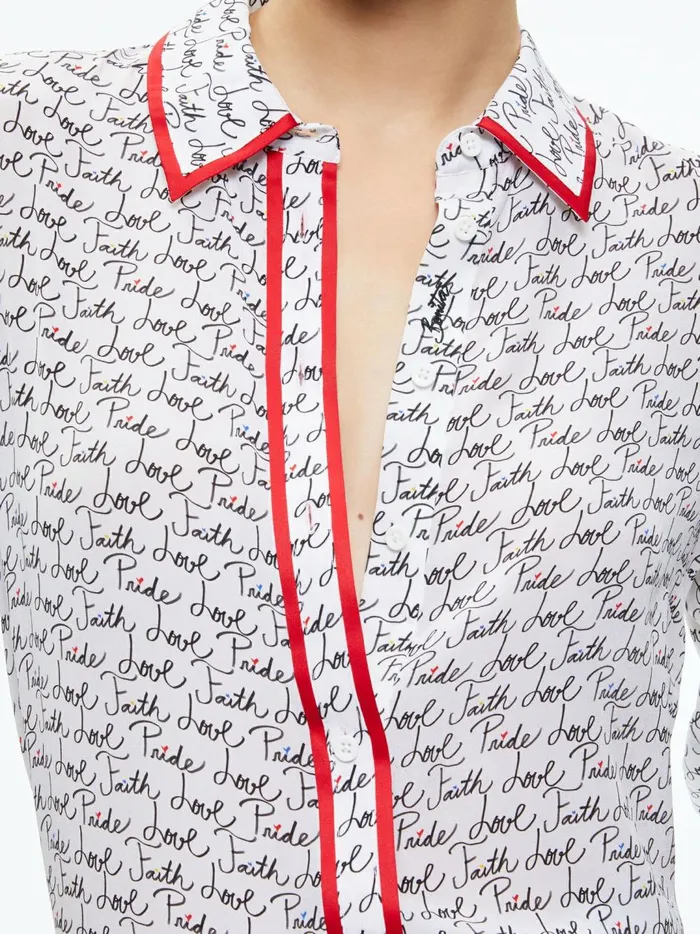 Womens Tops Alice Olivia X Lele Pons Love Willa Blouse Faith