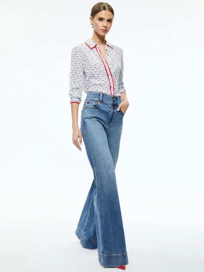 Womens Tops Alice Olivia X Lele Pons Love Willa Blouse Faith