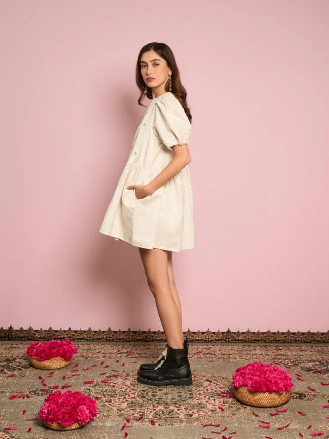 Womenswear Chai Pearl Jacquard Dress Pearled Ivory Sister Jane