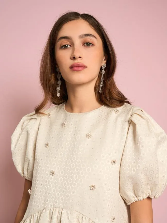 Womenswear Chai Pearl Jacquard Dress Pearled Ivory Sister Jane